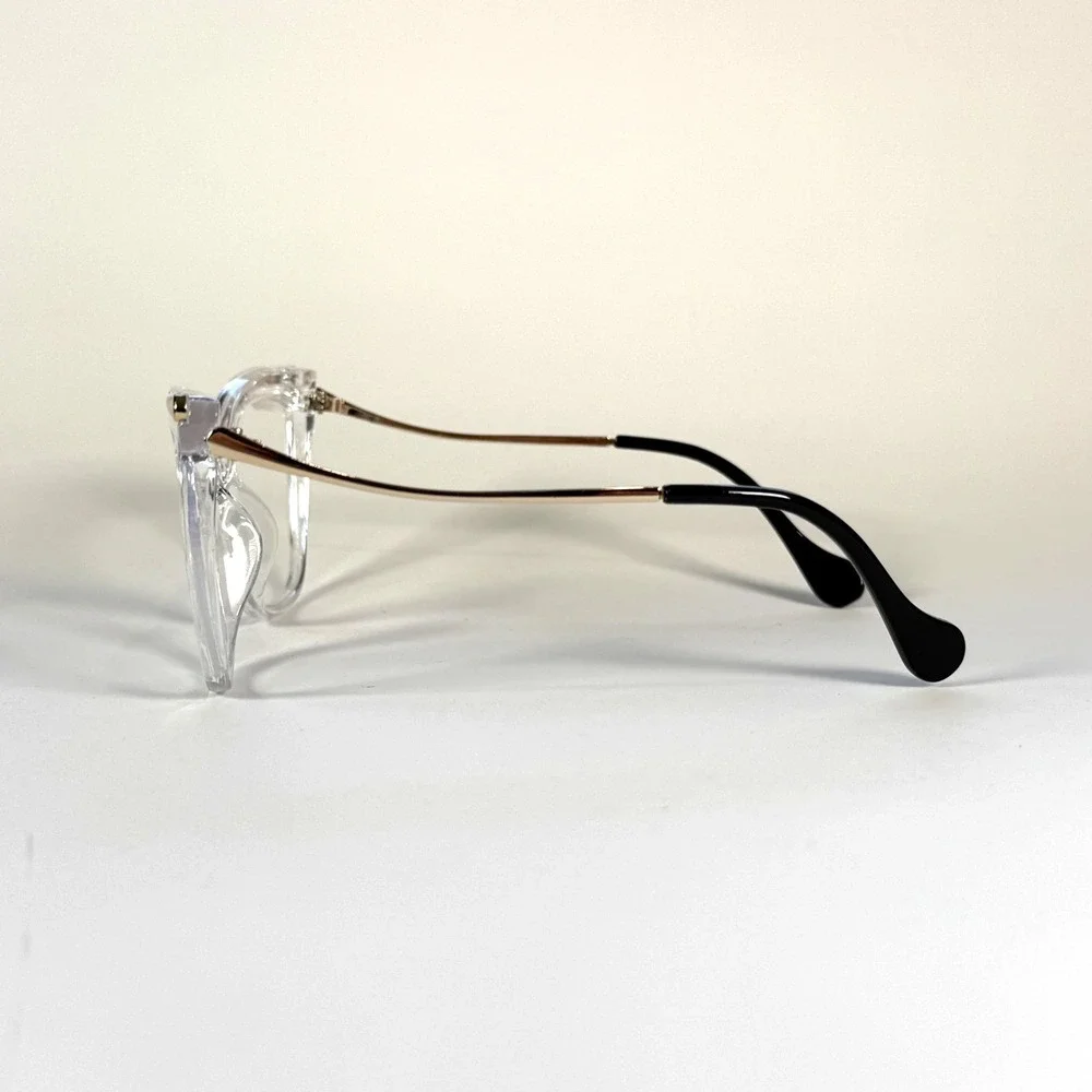 Unbranded W68064 Cat Eye Eyeglasses Frame Only 54-19-142 Clear Gold Full Rim